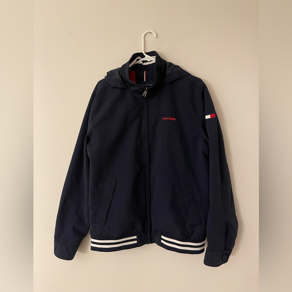 Tommy Hilfiger navy blue jacket red lining Size Medium